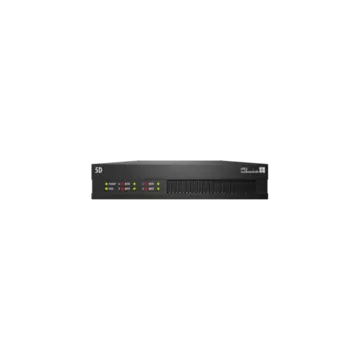 Black electronic device with indicator lights and a vented front panel, labeled "5D."