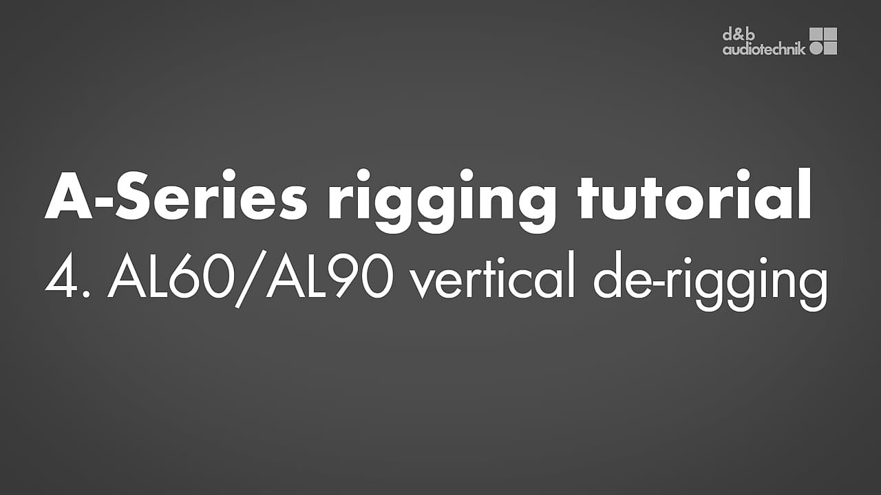 A-Series rigging tutorial. 4. AL60/AL90 vertical de-rigging A-Series rigging tutorial. 4. AL60/AL90 vertical de-rigging