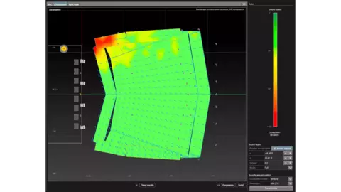 3D-Oberflächenplot, der Daten mit unterschiedlichen Höhen darstellt, die durch Farbverläufe von Rot nach Grün angezeigt werden und verschiedene Messwerte anzeigen.