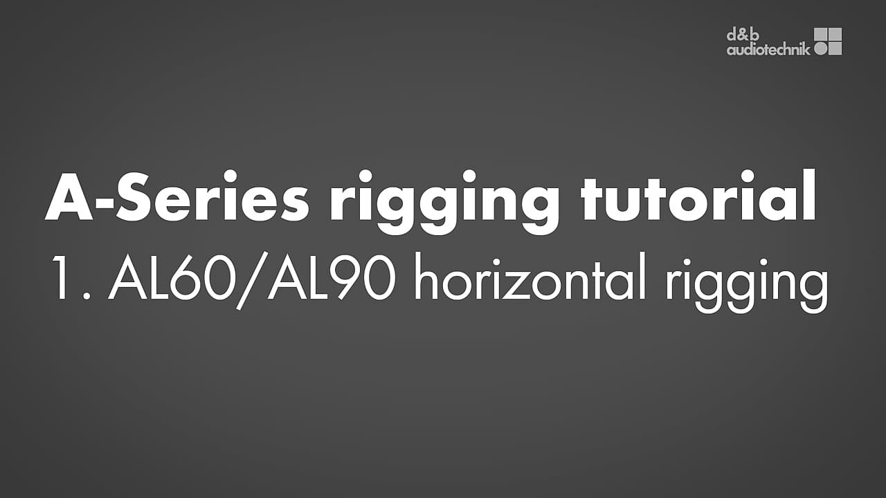 A-Series rigging tutorial. 1. AL60/AL90 horizontal rigging A-Series rigging tutorial. 1. AL60/AL90 horizontal rigging
